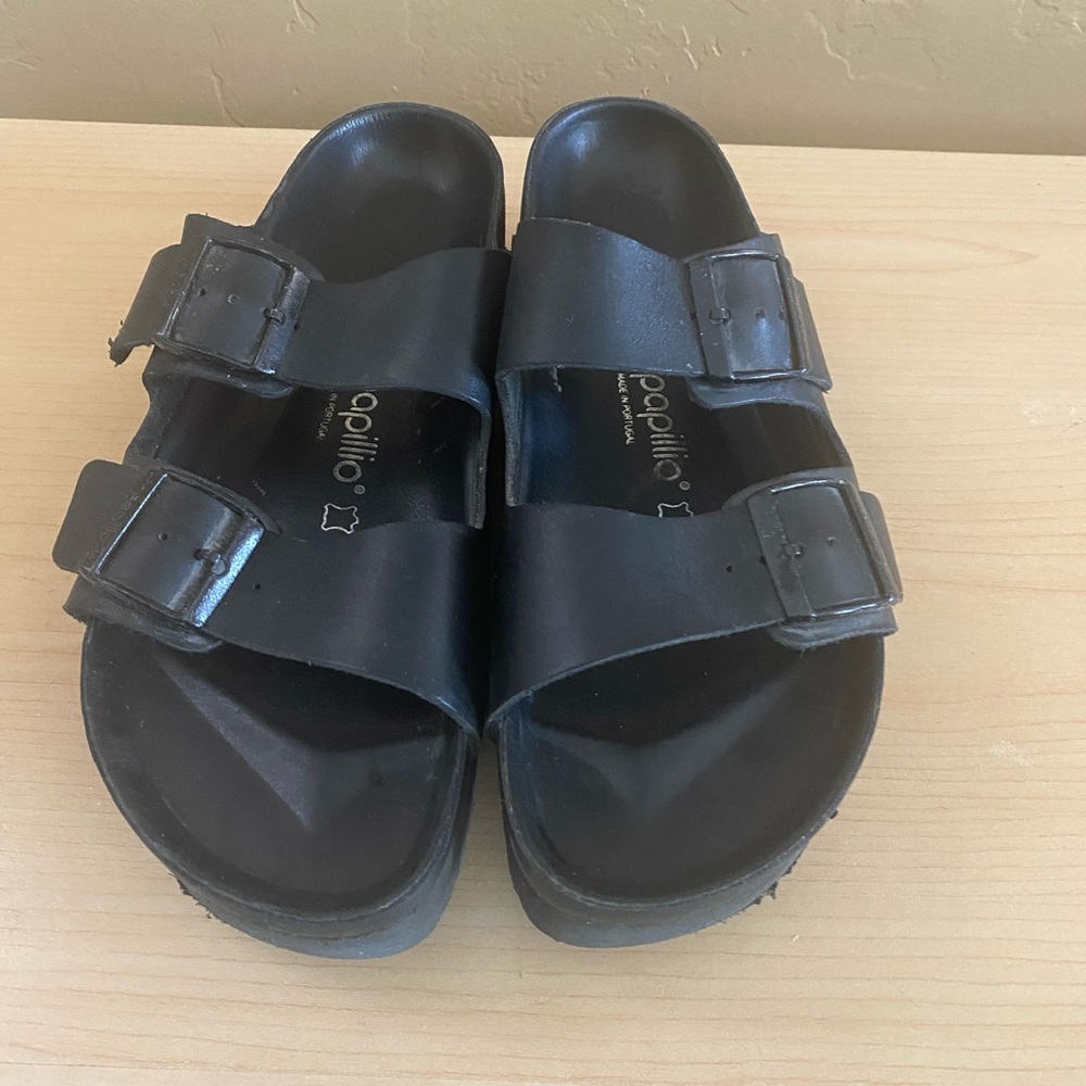 Birkenstock Papillio Black Double Buckle Platform Sandals women’s size 11